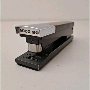 Vintage Acco 20 Desk Stapler Brown Wood Chrome Heavy Duty Eject Monarch No.1